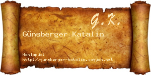 Günsberger Katalin névjegykártya